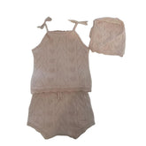 Patique Pembe Kız Bebek Ajurlu Organik Pamuk 3’lü Takım